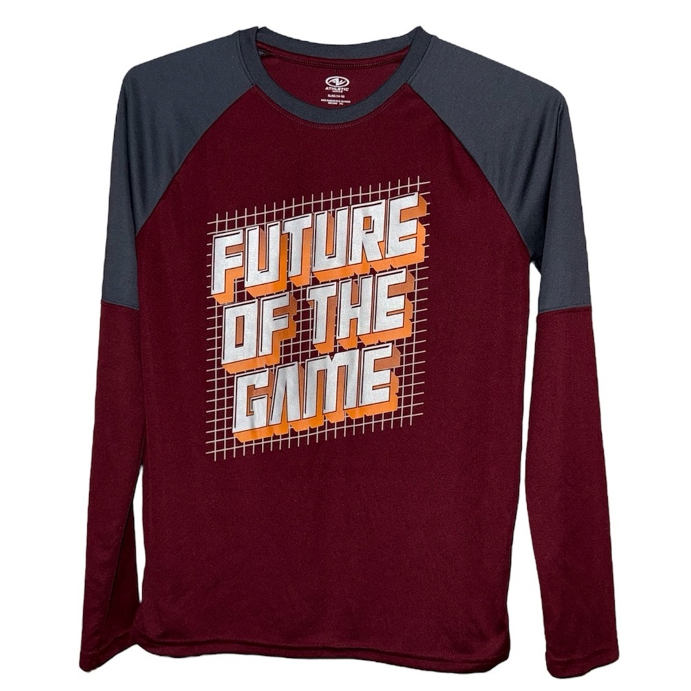 Athletic Works Boys Long Sleeve Shirt - Maroon and Gray